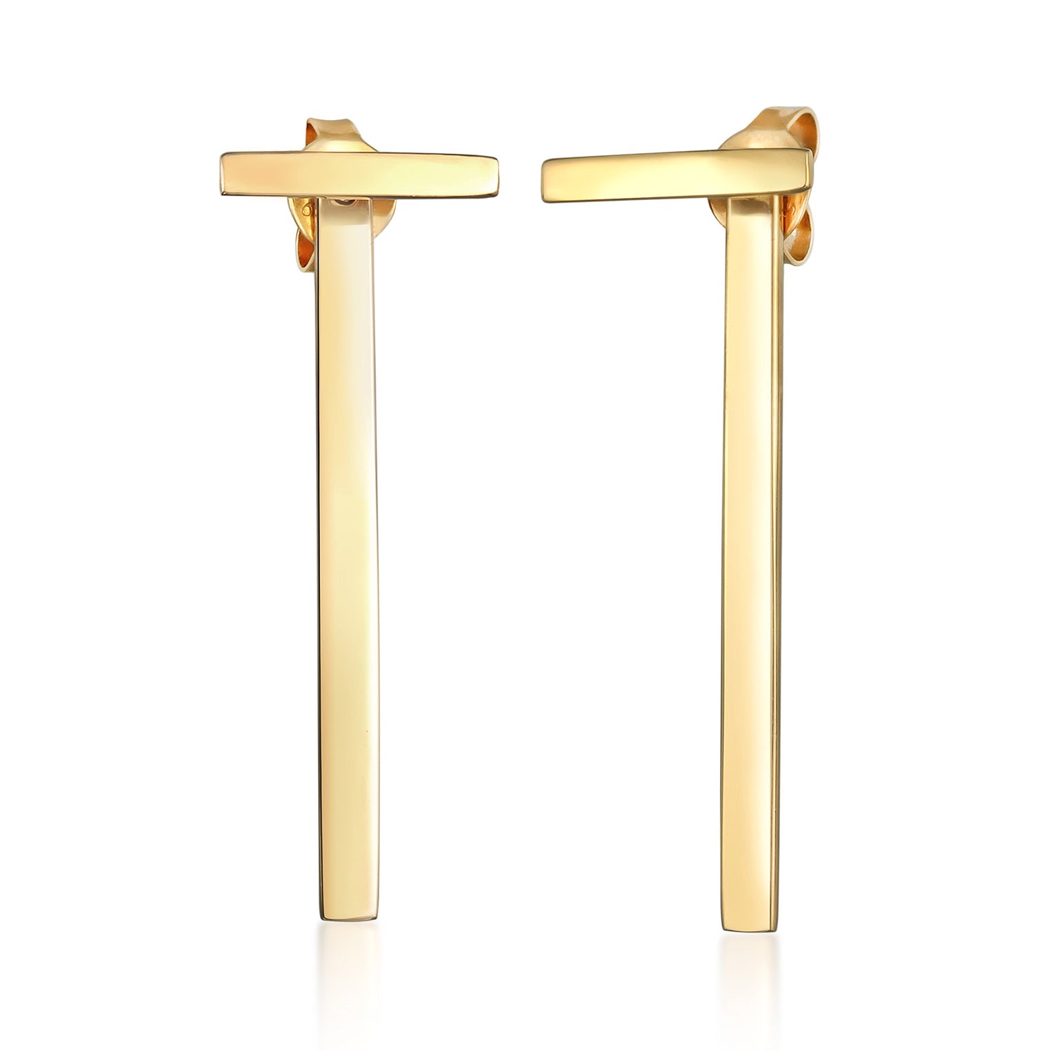 Gold Perhiasan Wanita Perak Asli - Silver Anting Ear Hanger Rod Geo Minimal Lapis Emas