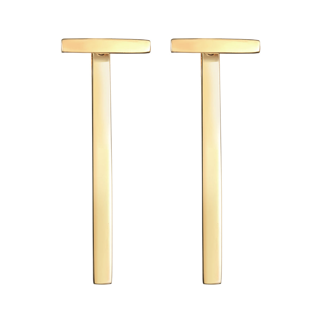 Gold Perhiasan Wanita Perak Asli - Silver Anting Ear Hanger Rod Geo Minimal Lapis Emas
