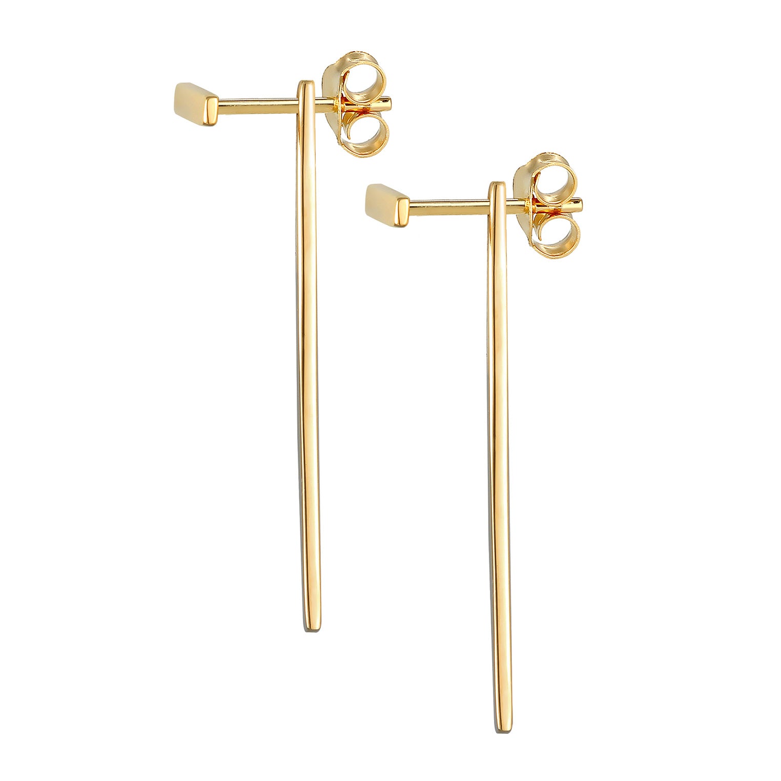 Gold Perhiasan Wanita Perak Asli - Silver Anting Ear Hanger Rod Geo Minimal Lapis Emas