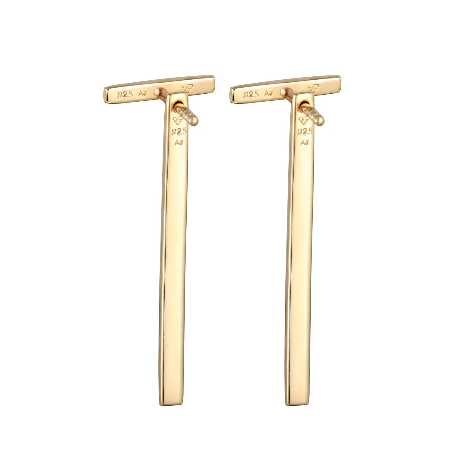 Gold Perhiasan Wanita Perak Asli - Silver Anting Ear Hanger Rod Geo Minimal Lapis Emas