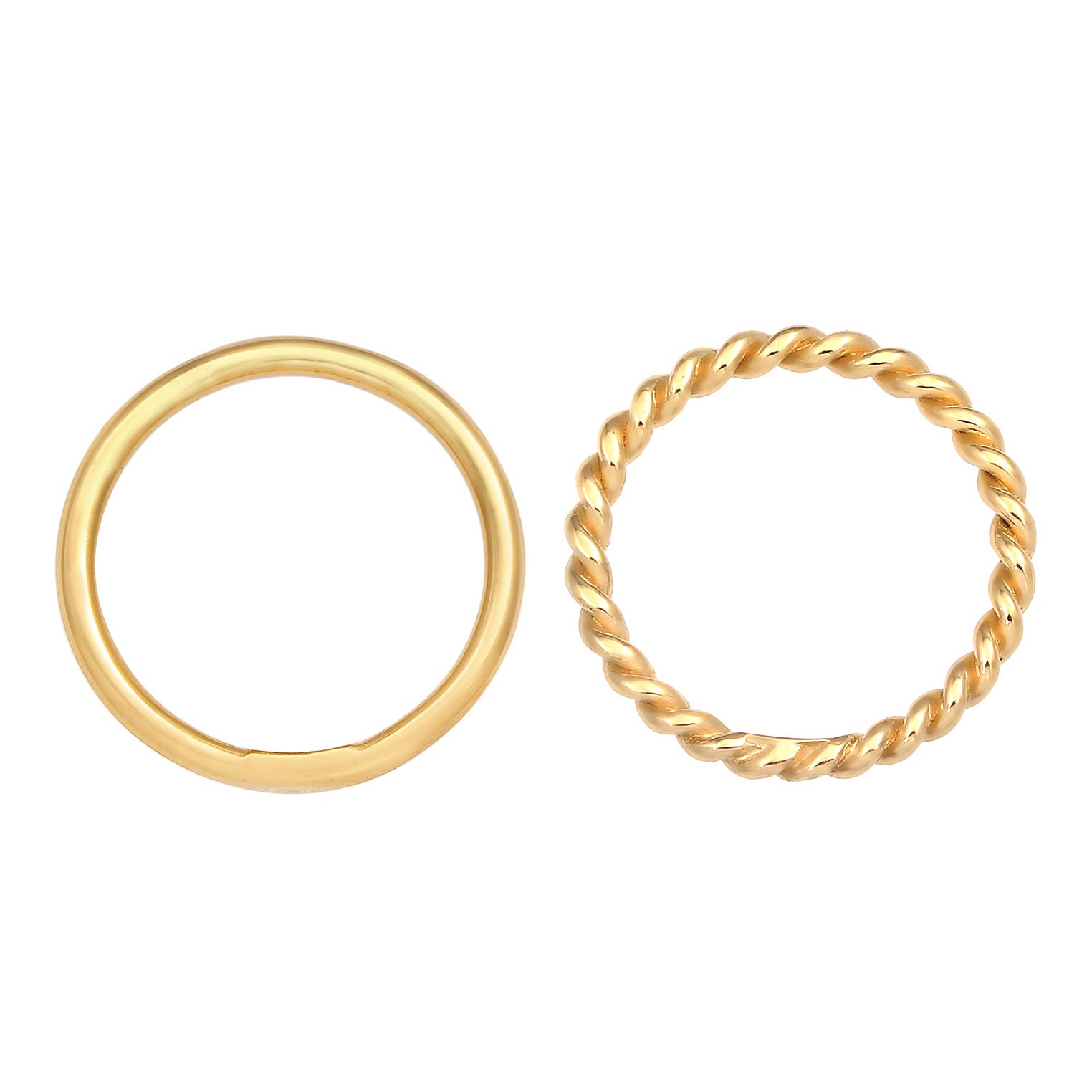 Gold Cincin Perhiasan Perak 925 Wanita Twisted Basic Set Of 2 Gold Plated