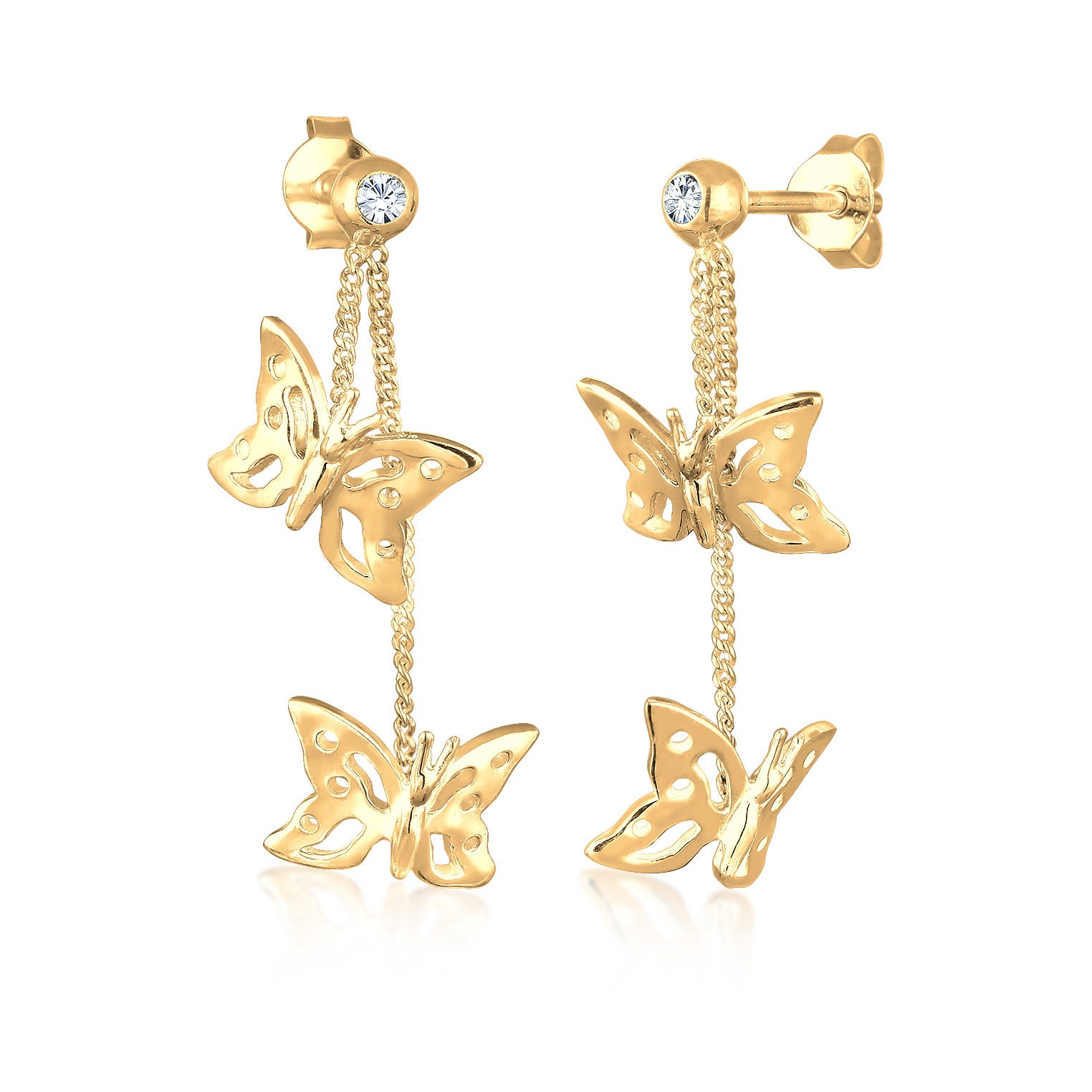 Gold Perhiasan Wanita Perak Asli - Silver Anting Ear Hanger Butterfly Trend Nature Crystals Lapis Emas