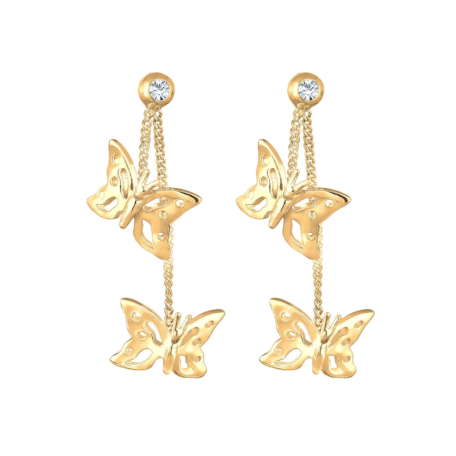 Gold Perhiasan Wanita Perak Asli - Silver Anting Ear Hanger Butterfly Trend Nature Crystals Lapis Emas