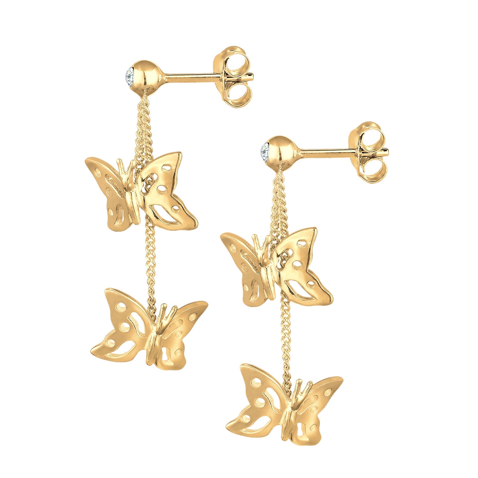 Gold Perhiasan Wanita Perak Asli - Silver Anting Ear Hanger Butterfly Trend Nature Crystals Lapis Emas