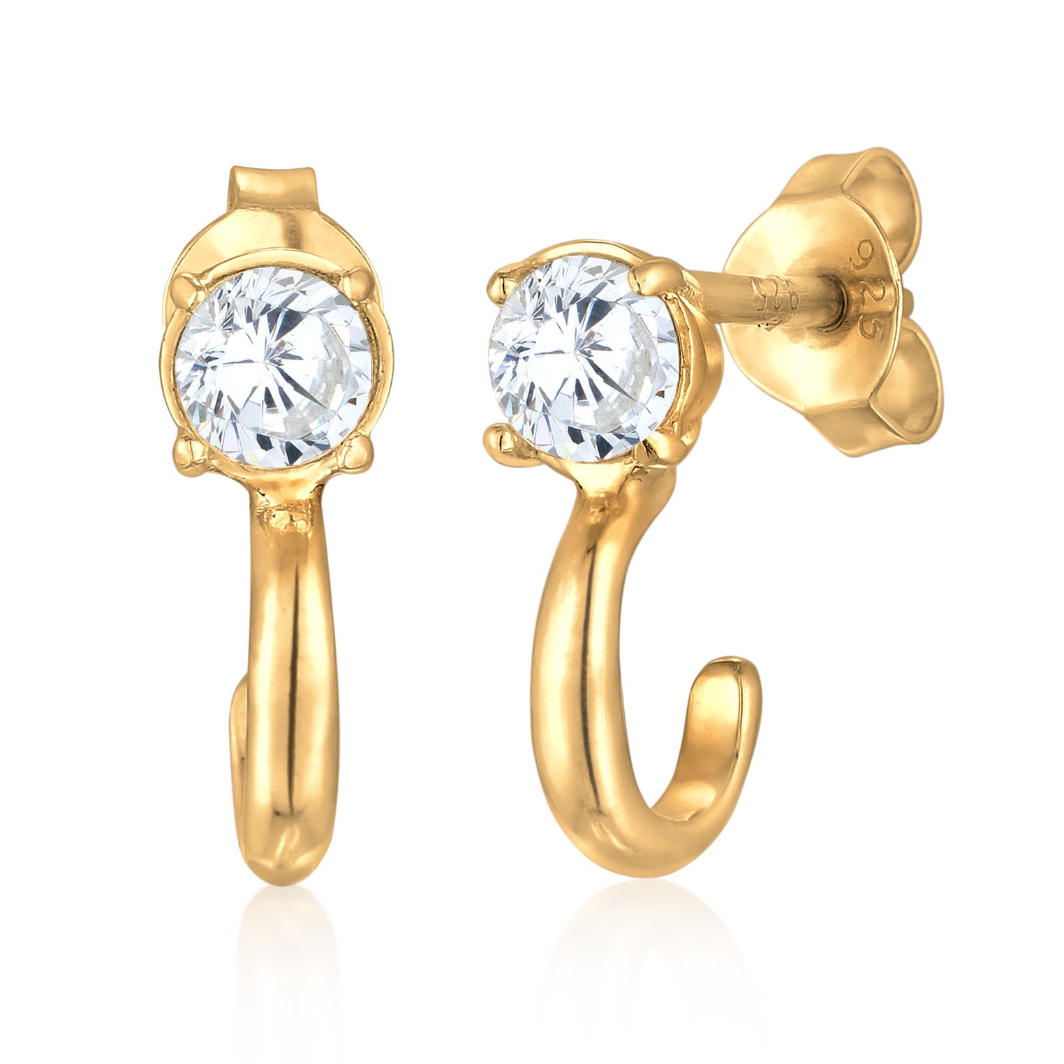 Gold Perhiasan Wanita Perak Asli - Silver Anting Creoles Basic Sparkling Zirconia Lapis Emas