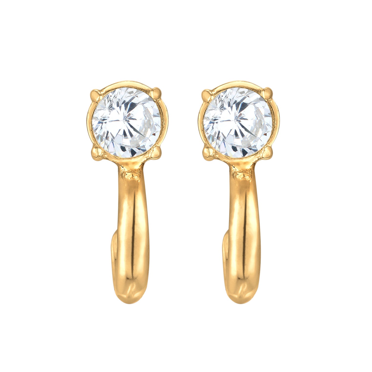 Gold Perhiasan Wanita Perak Asli - Silver Anting Creoles Basic Sparkling Zirconia Lapis Emas