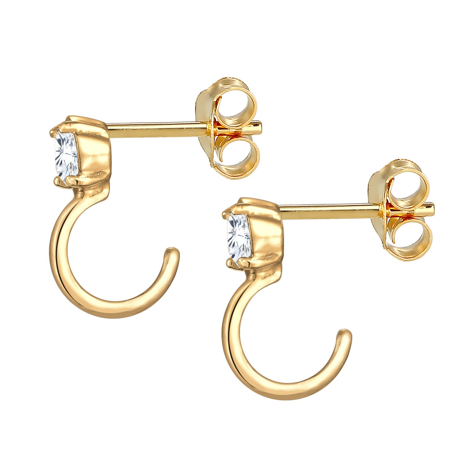 Gold Perhiasan Wanita Perak Asli - Silver Anting Creoles Basic Sparkling Zirconia Lapis Emas