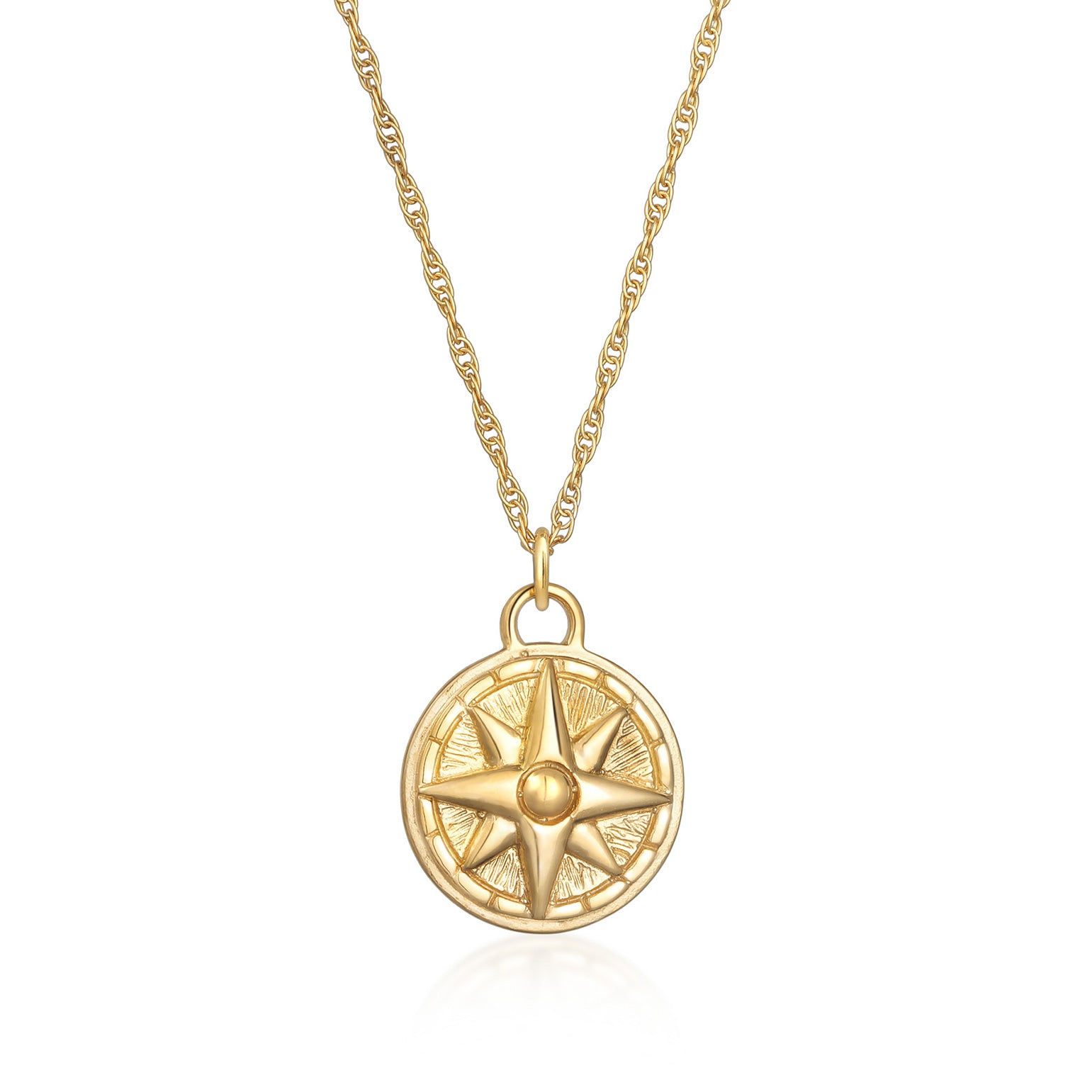 Kalung perak 925 lapis emas dengan liontin compass elegan Elli Jewelry