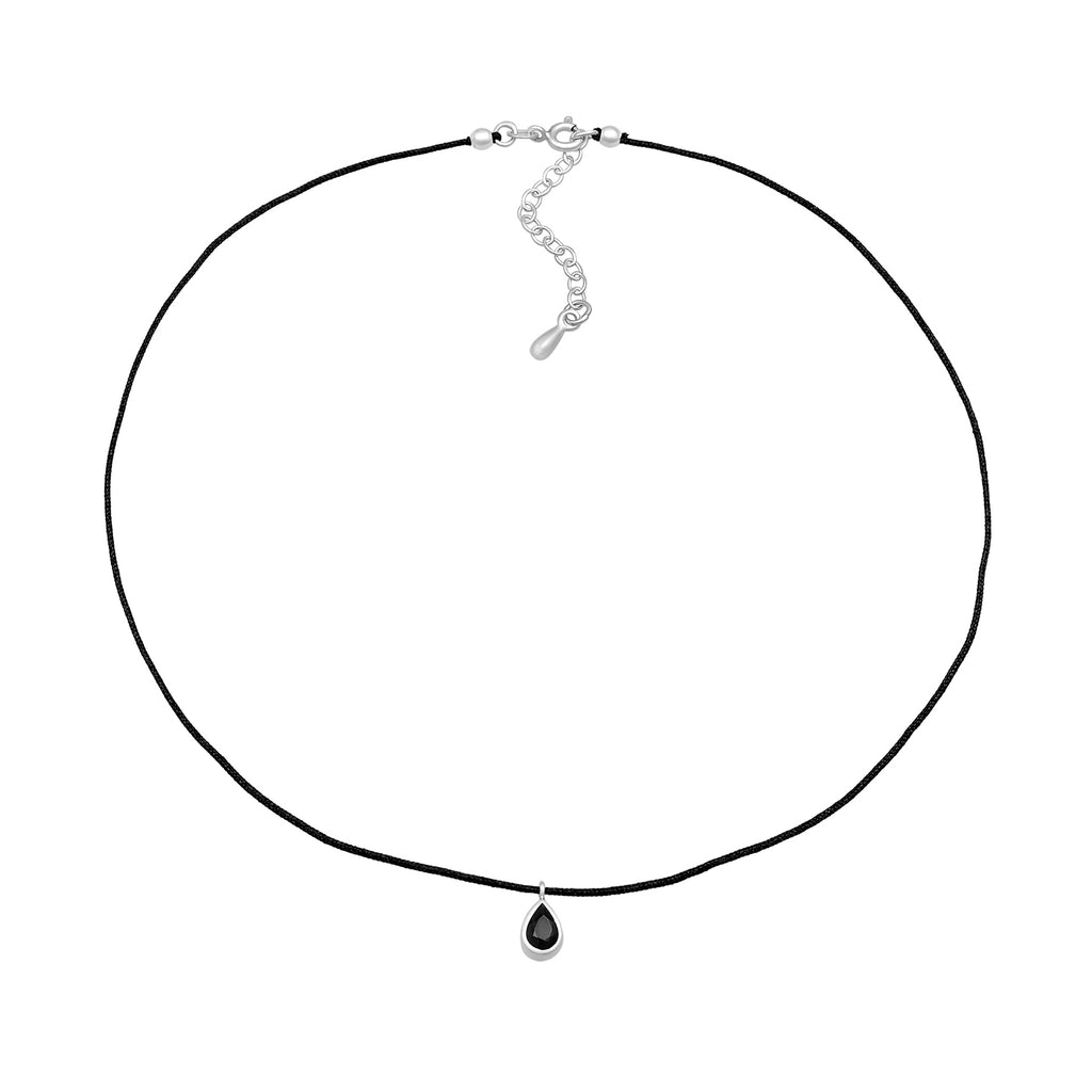 Silver Kalung Perhiasan Perak 925 Wanita Choker Zirconia Drop