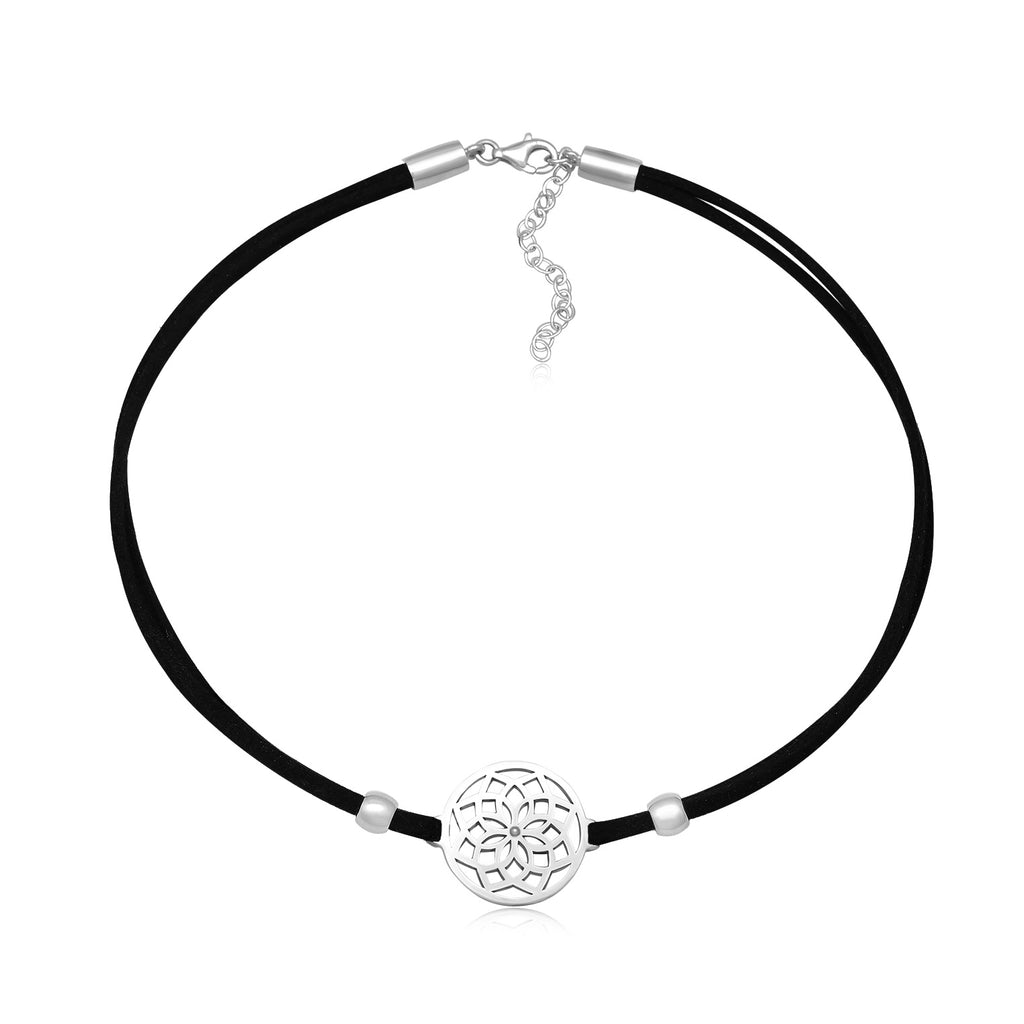 Silver Kalung Perhiasan Perak 925 Wanita Choker Flower of Life