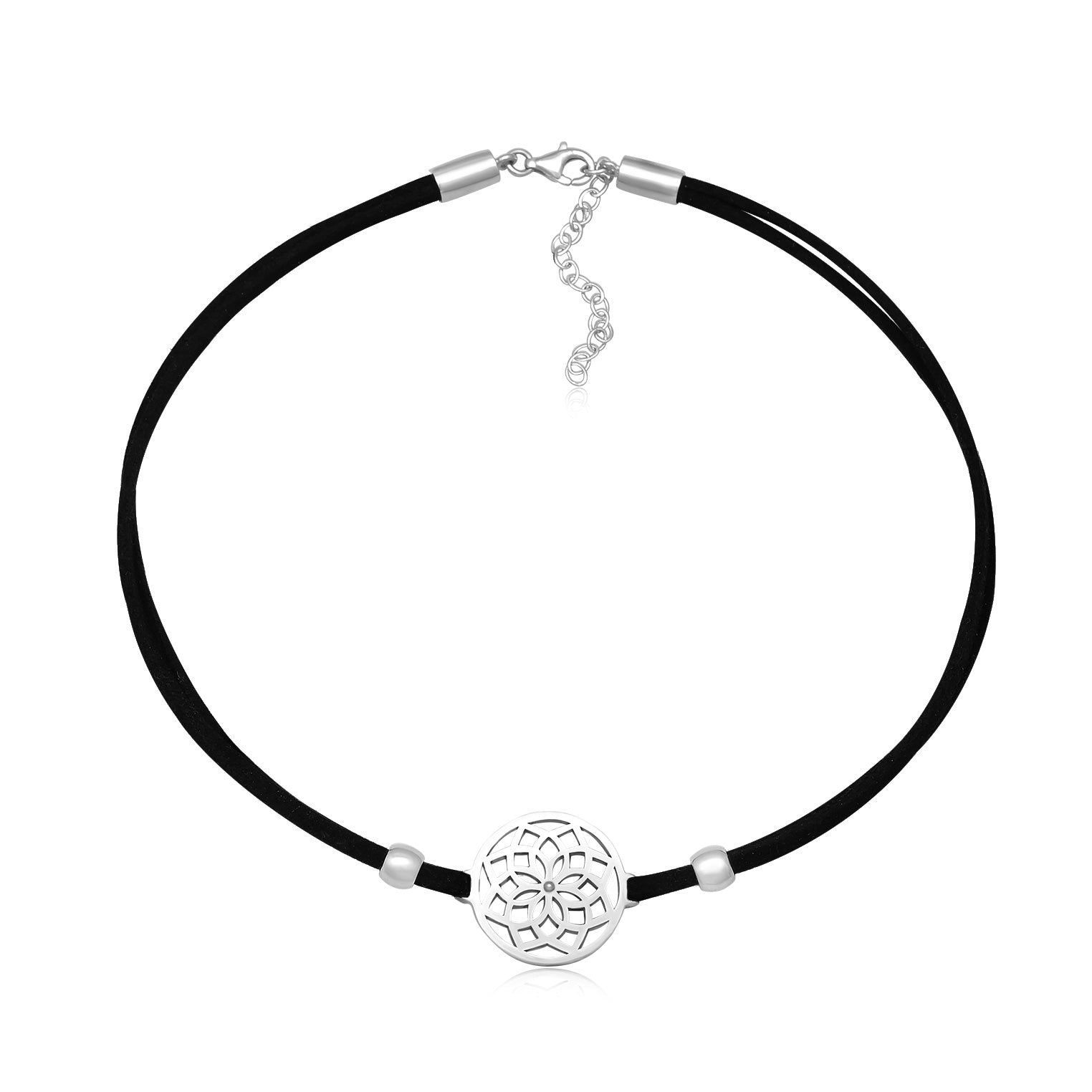 Silver Kalung Perhiasan Perak 925 Wanita Choker Flower of Life