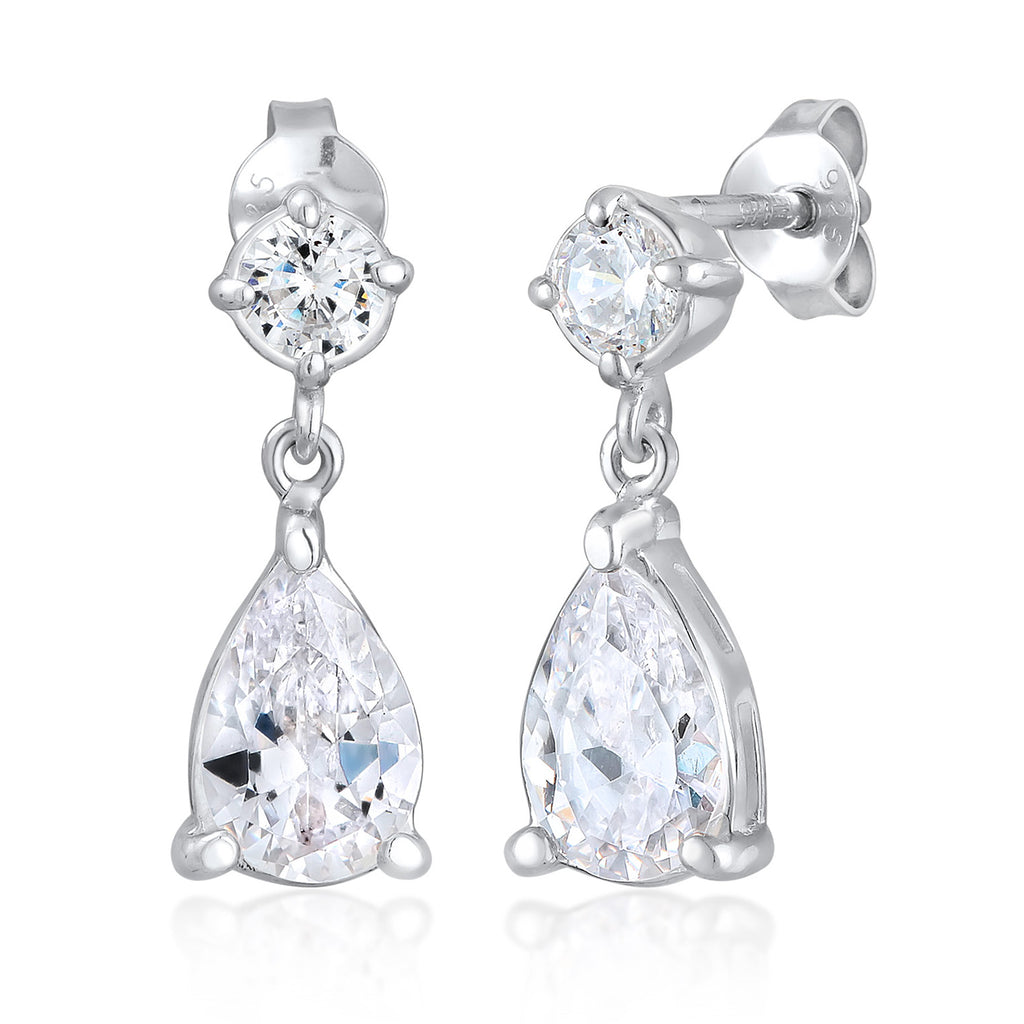 Anting perak 925 dengan drop zirconia elegan Elli Jewelry