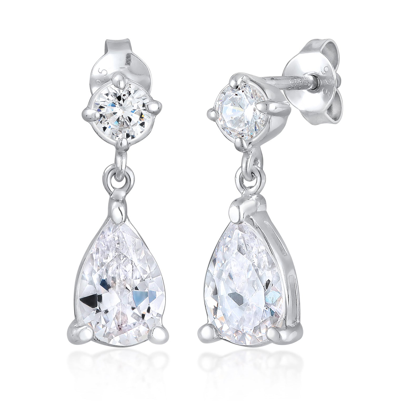 Anting perak 925 dengan drop zirconia elegan Elli Jewelry