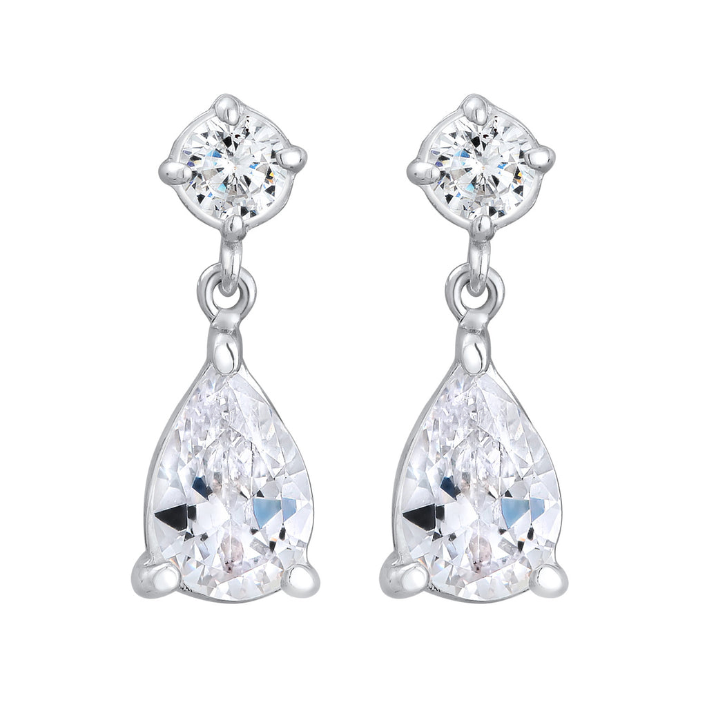 Anting perak 925 dengan drop zirconia elegan Elli Jewelry