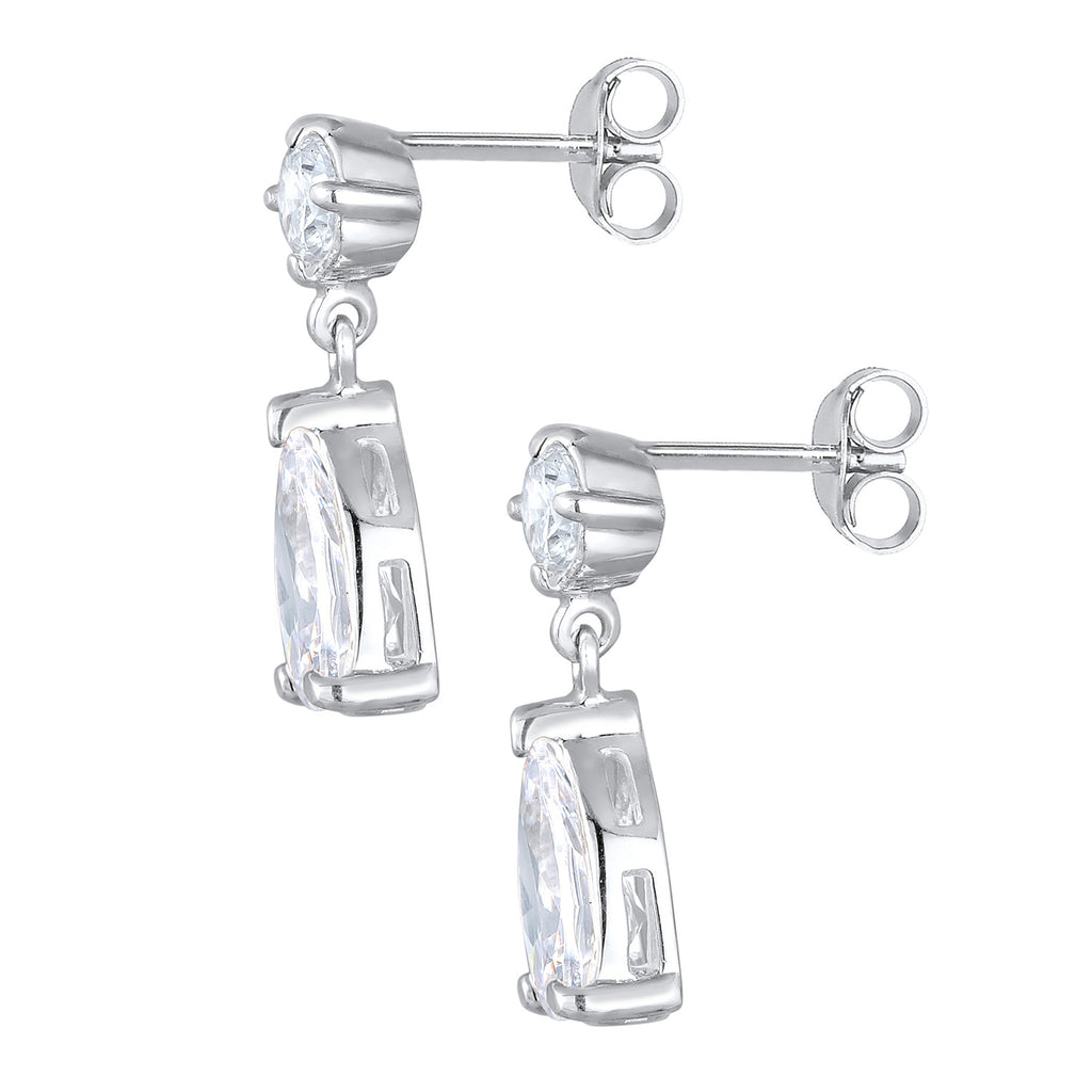 White Anting Perhiasan Perak 925 Wanita Drop Zirconia Glamour