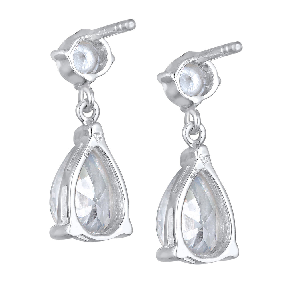 White Anting Perhiasan Perak 925 Wanita Drop Zirconia Glamour