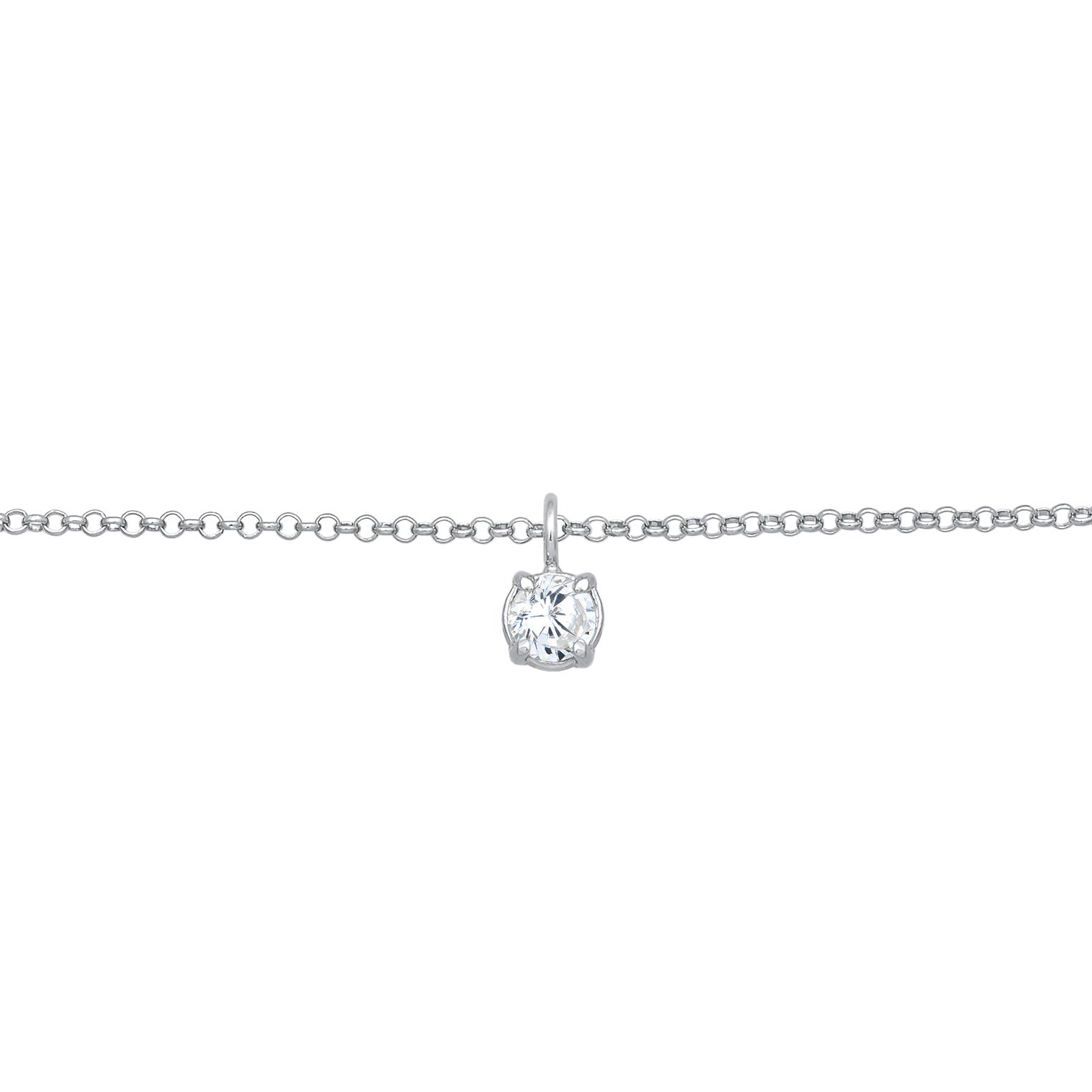 White Kalung Perhiasan Perak 925 Wanita Choker Zirconia Solitaire