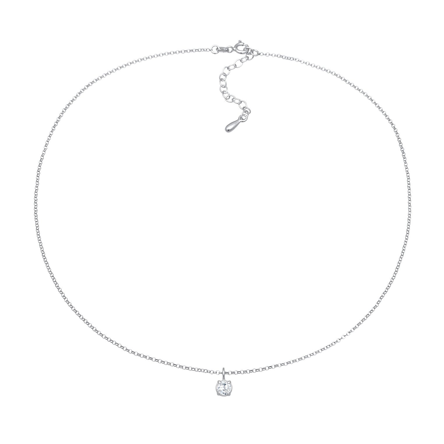 White Kalung Perhiasan Perak 925 Wanita Choker Zirconia Solitaire