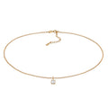 Gold Kalung Perhiasan Perak 925 Wanita Choker Zirconia Solitaire Gold Plated