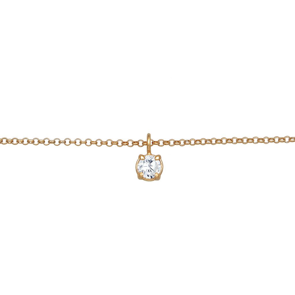 Gold Kalung Perhiasan Perak 925 Wanita Choker Zirconia Solitaire Gold Plated