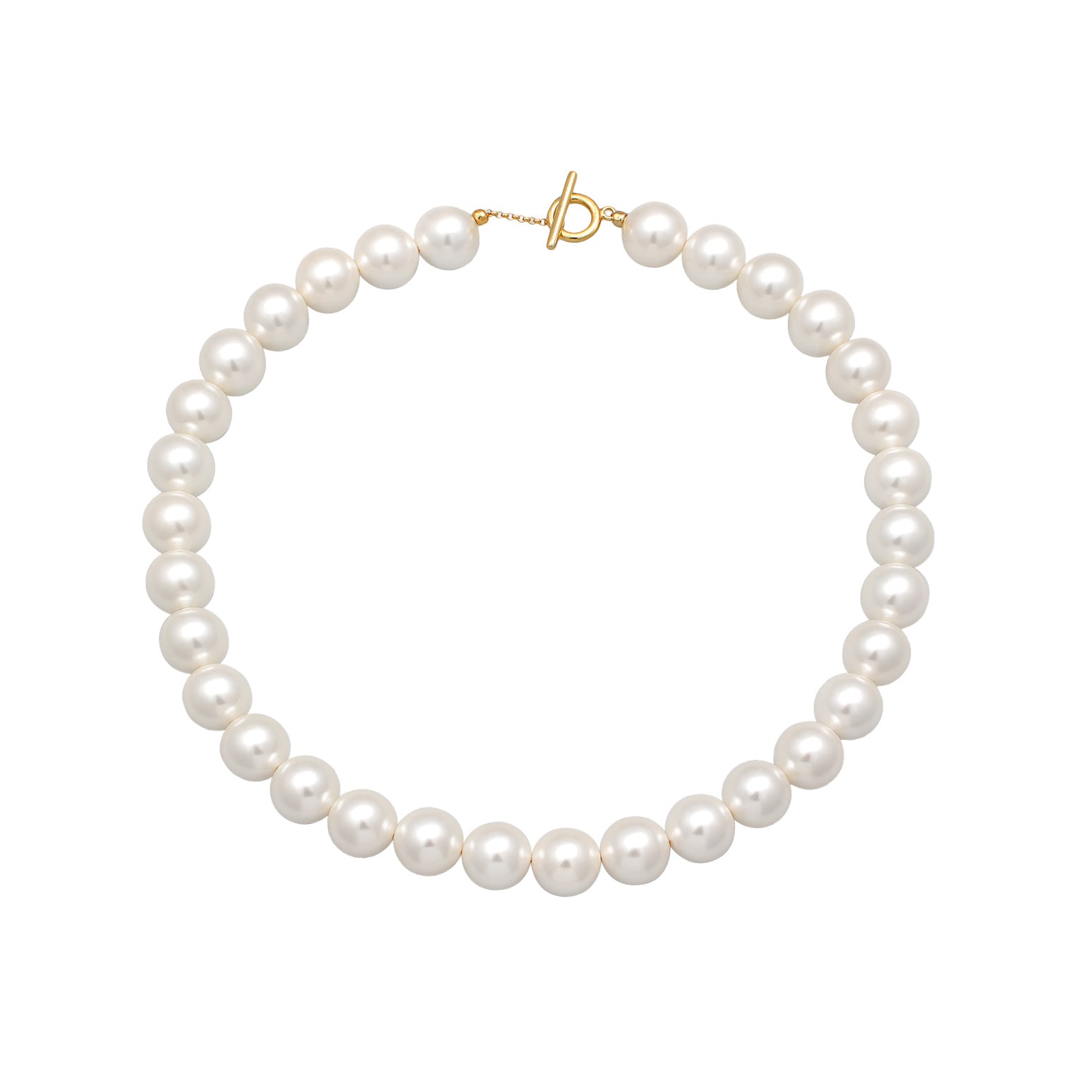 White Kalung Perhiasan Perak 925 Wanita Trend T-Bone Clasp Shell Core Pearls Gold Plated