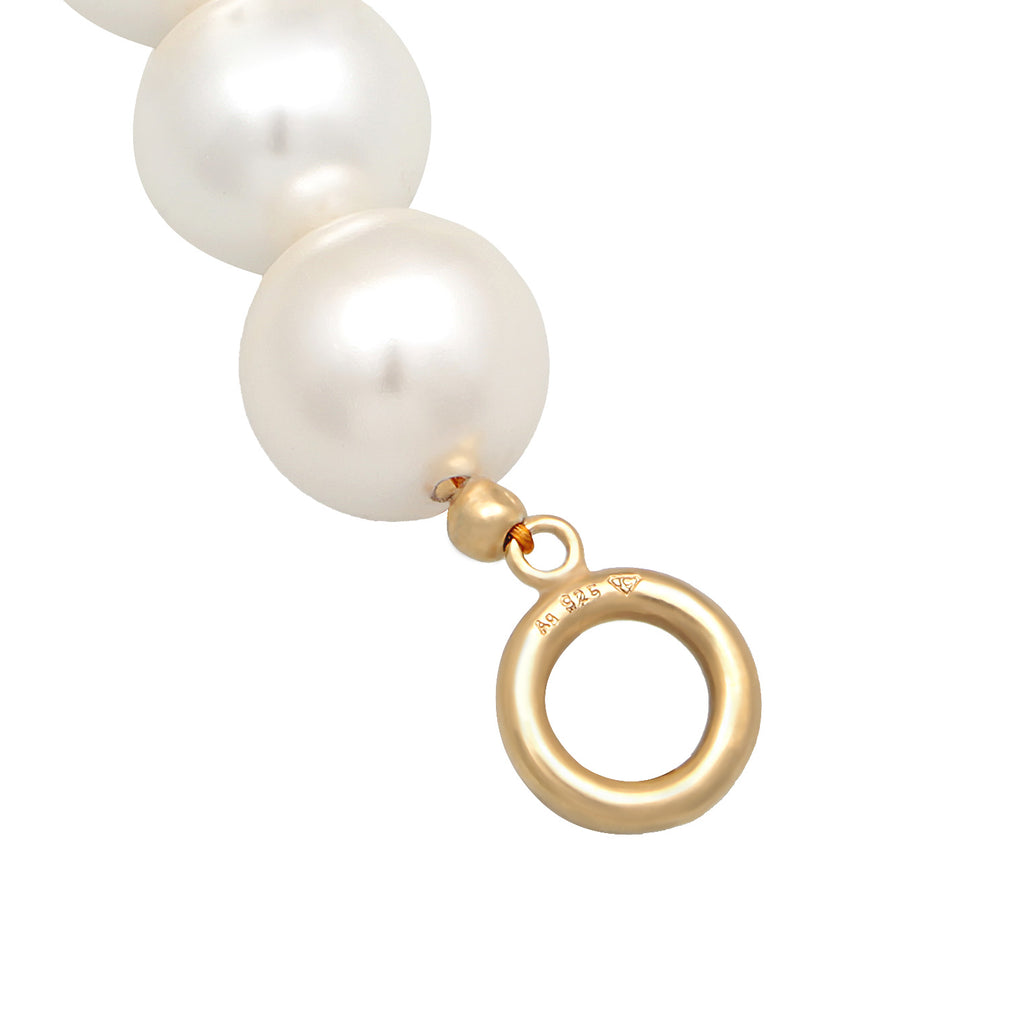 White Kalung Perhiasan Perak 925 Wanita Trend T-Bone Clasp Shell Core Pearls Gold Plated