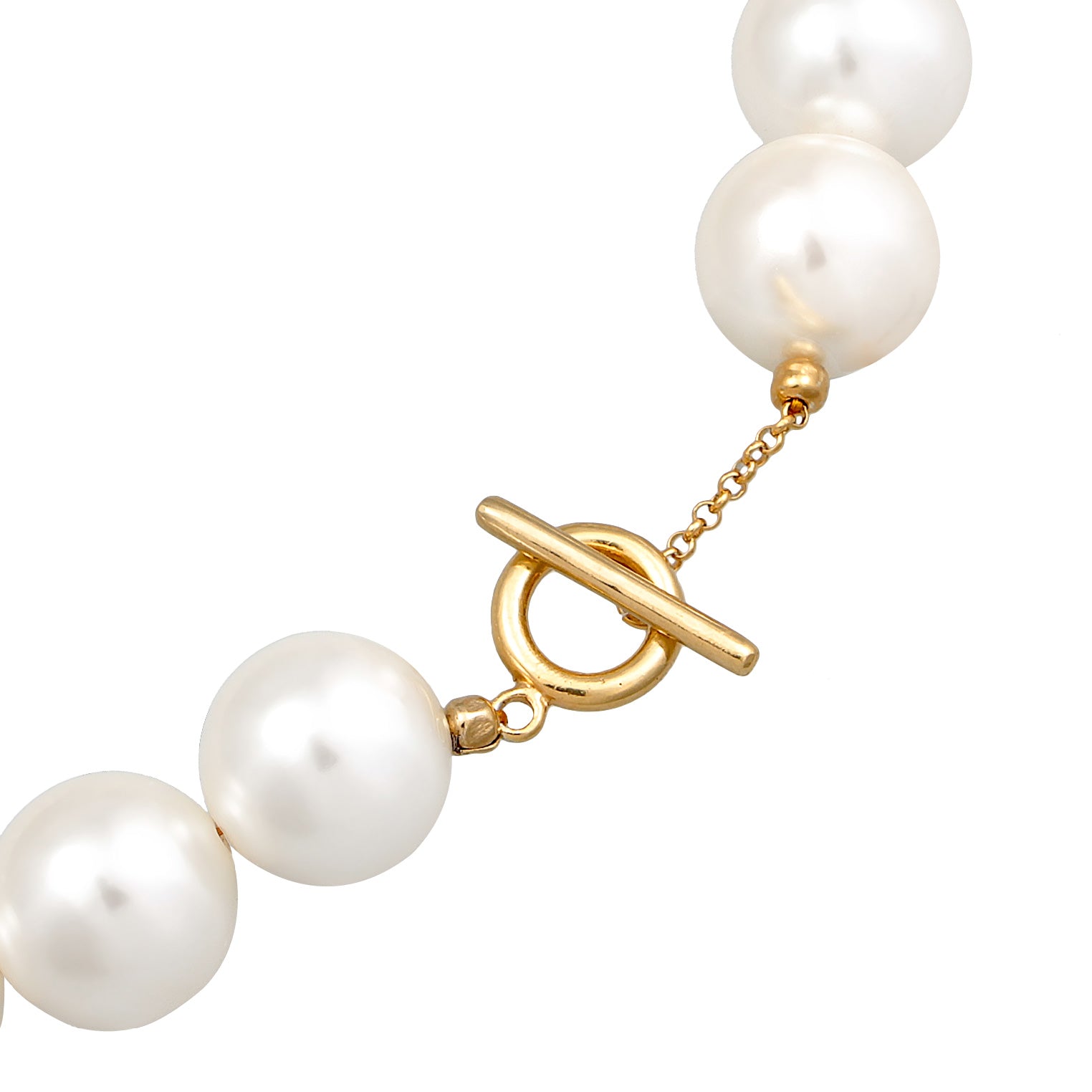White Kalung Perhiasan Perak 925 Wanita Trend T-Bone Clasp Shell Core Pearls Gold Plated