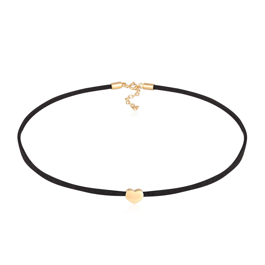 Gold Kalung Perhiasan Perak 925 Wanita Heart Satin Ribbon Gold Plated