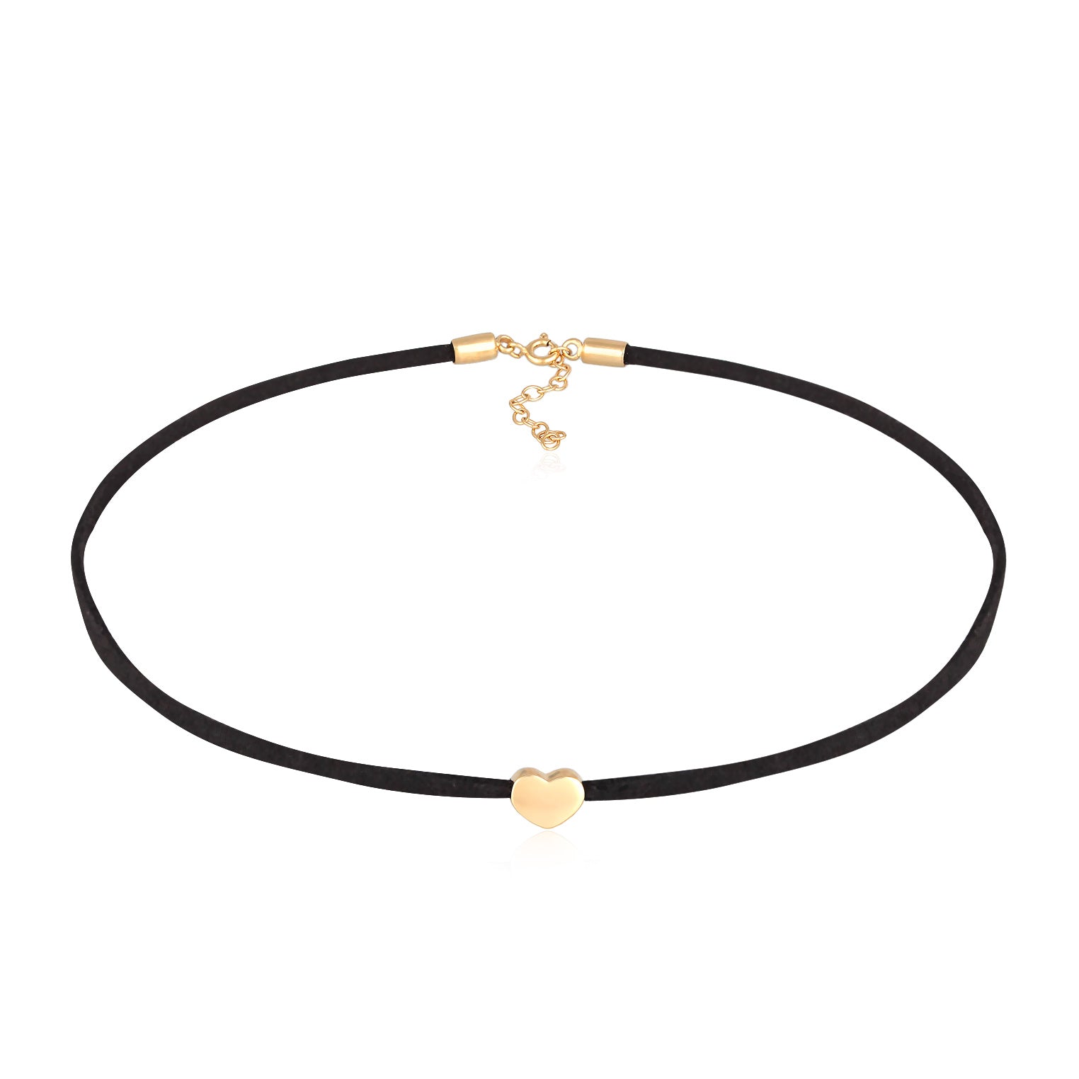 Gold Kalung Perhiasan Perak 925 Wanita Heart Satin Ribbon Gold Plated