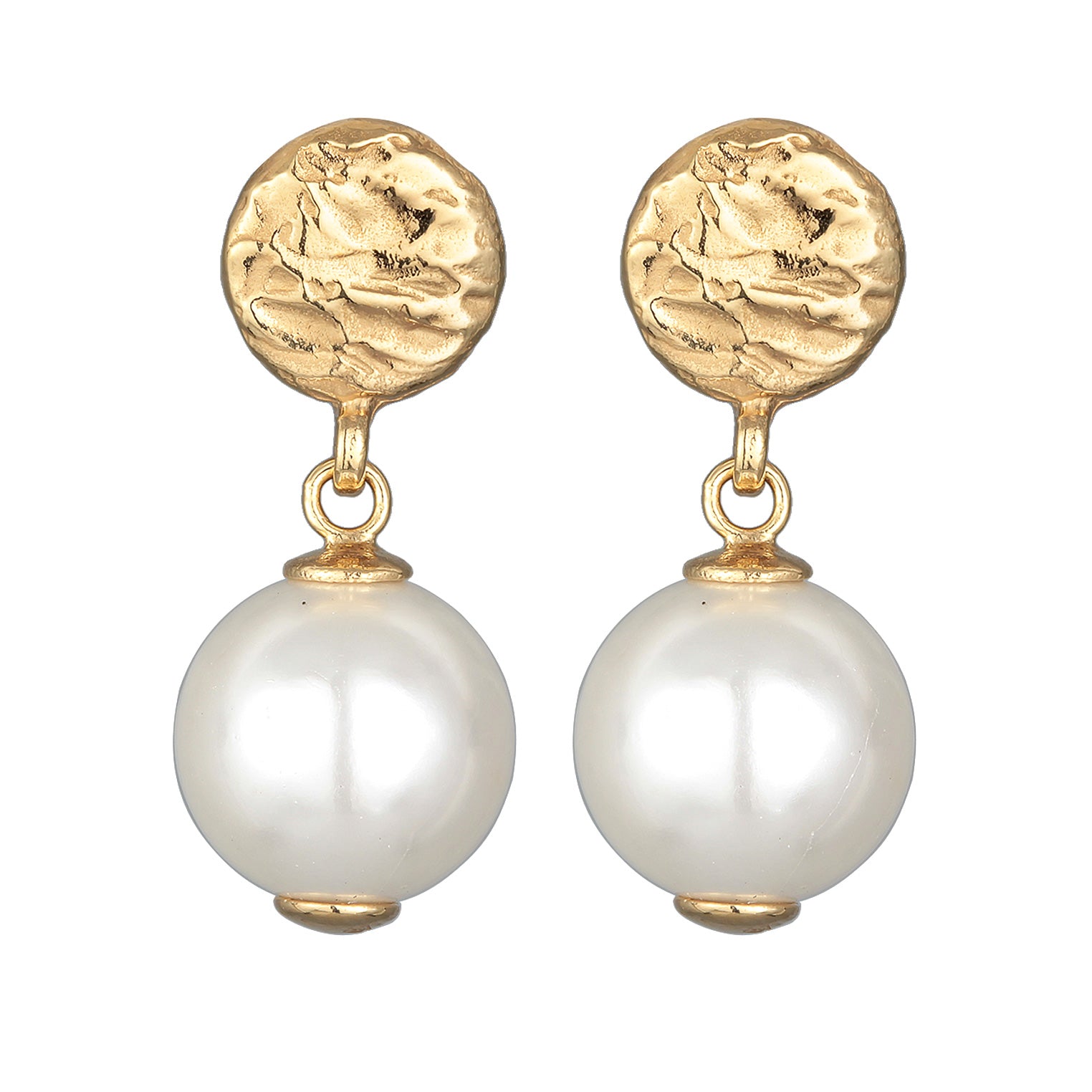 Gold Perhiasan Wanita Perak Asli - Silver Anting Ear Hanger Platelet with Shell Core Pearl Gold Plated