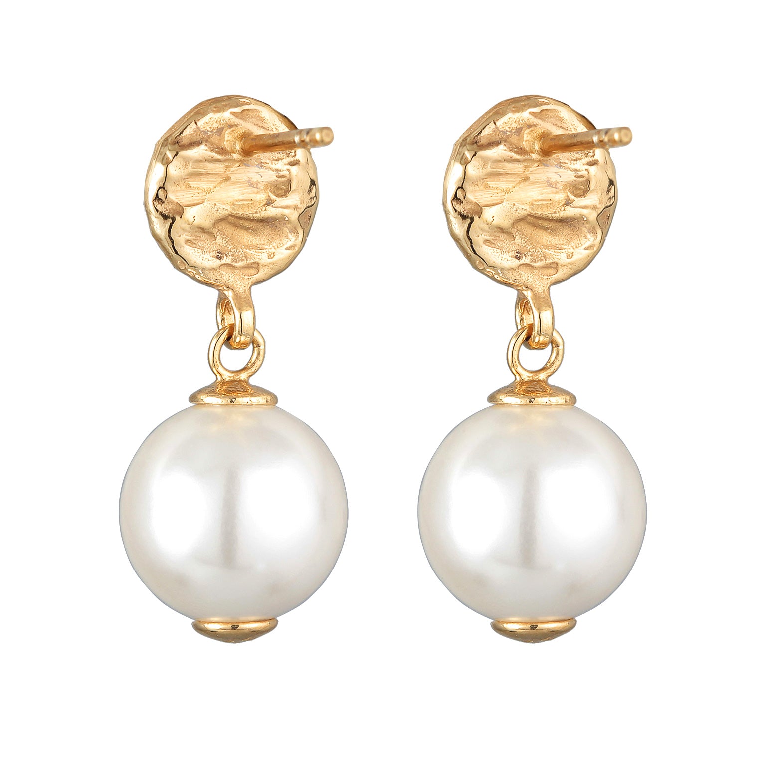 Gold Perhiasan Wanita Perak Asli - Silver Anting Ear Hanger Platelet with Shell Core Pearl Gold Plated