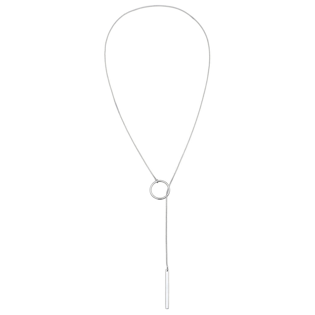 Silver Kalung Perhiasan Perak 925 Wanita Y-Chain Circle Geo