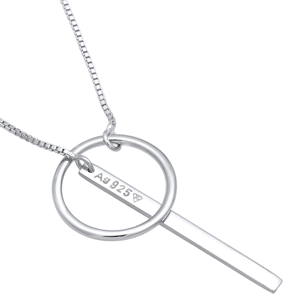 Silver Kalung Perhiasan Perak 925 Wanita Y-Chain Circle Geo