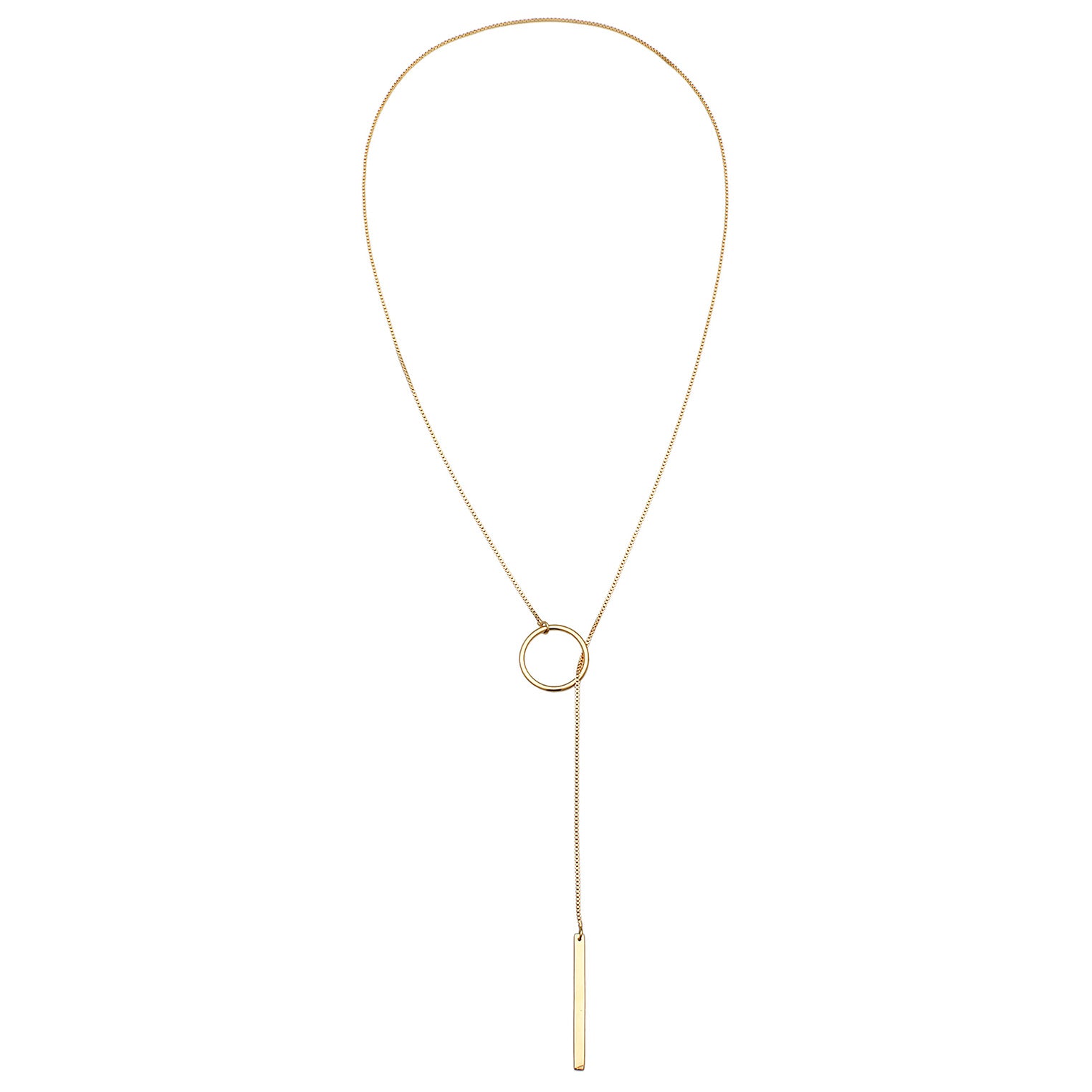 Gold Perhiasan Wanita Perak Asli - Silver Kalung Y-Chain Circle Geo Lapis Emas
