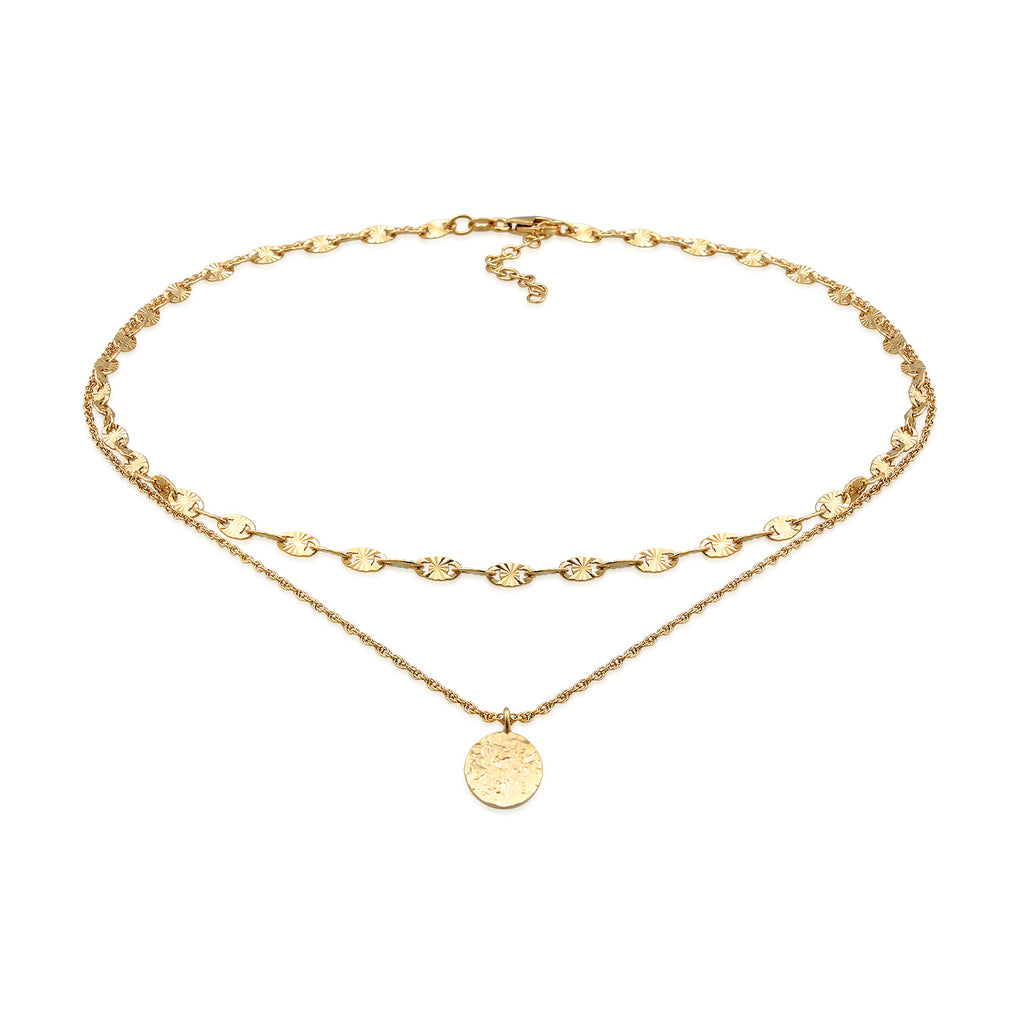 Kalung perak 925 lapis emas dengan layer plate elegan Elli Jewelry