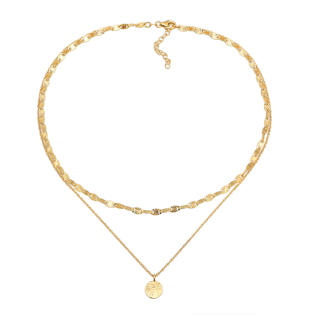 Kalung perak 925 lapis emas dengan layer plate elegan Elli Jewelry