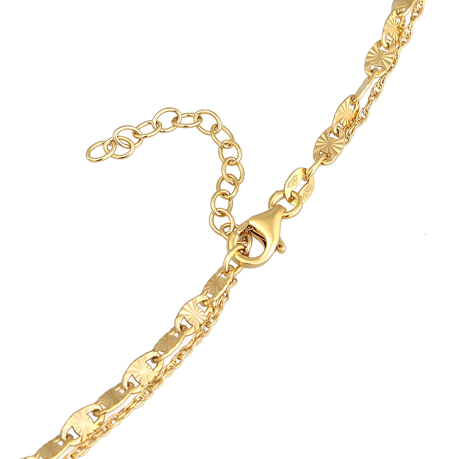 Gold Kalung Perhiasan Perak 925 Wanita Layer Platelet Pendant Vintage Gold Played Gold Plated