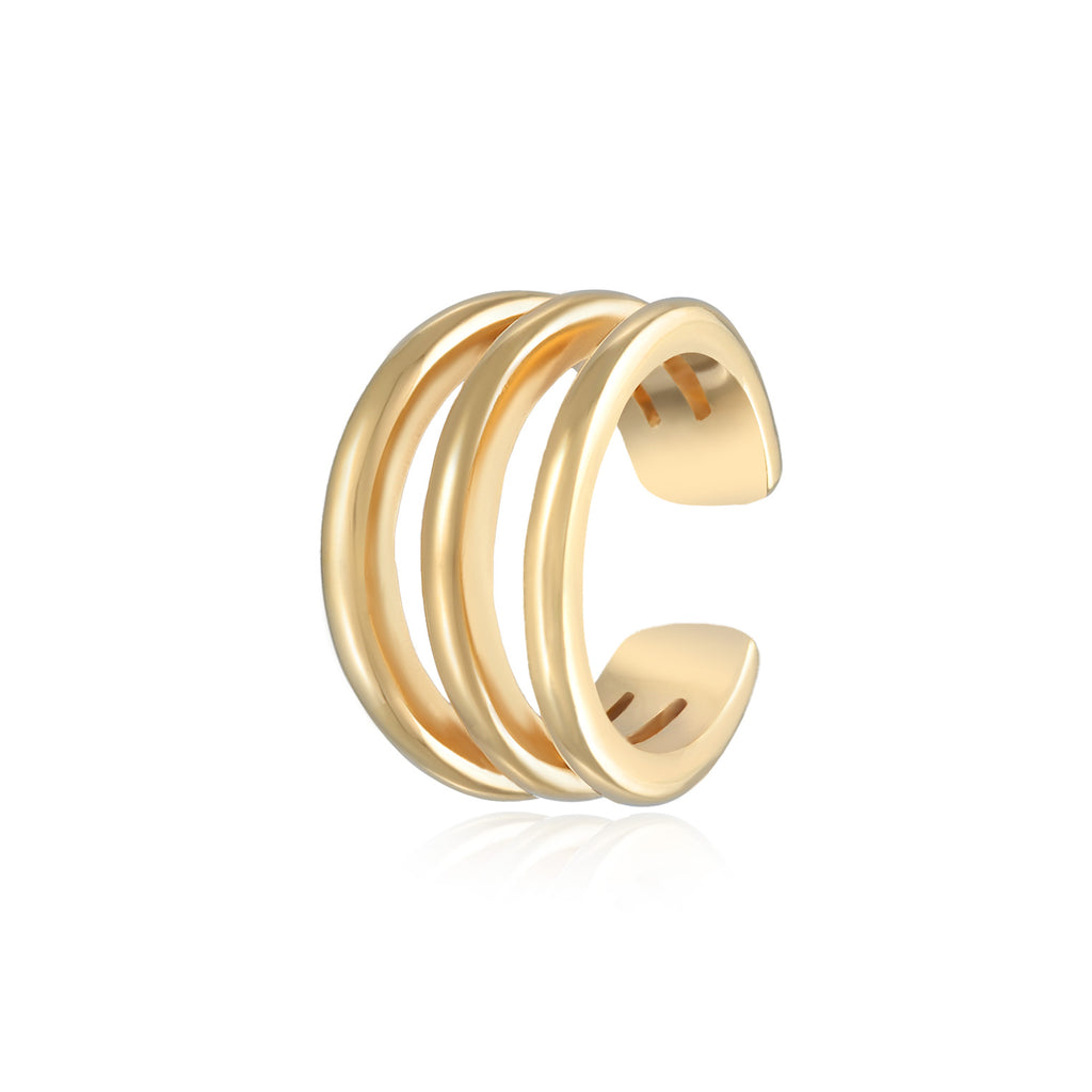 Earrings Cuff Modern Basic 925 Sterling Silver Gold Plated