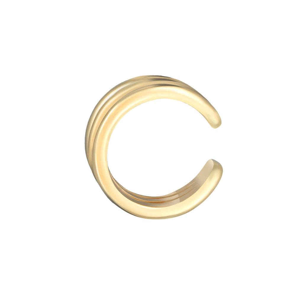 Earrings Cuff Modern Basic 925 Sterling Silver Gold Plated