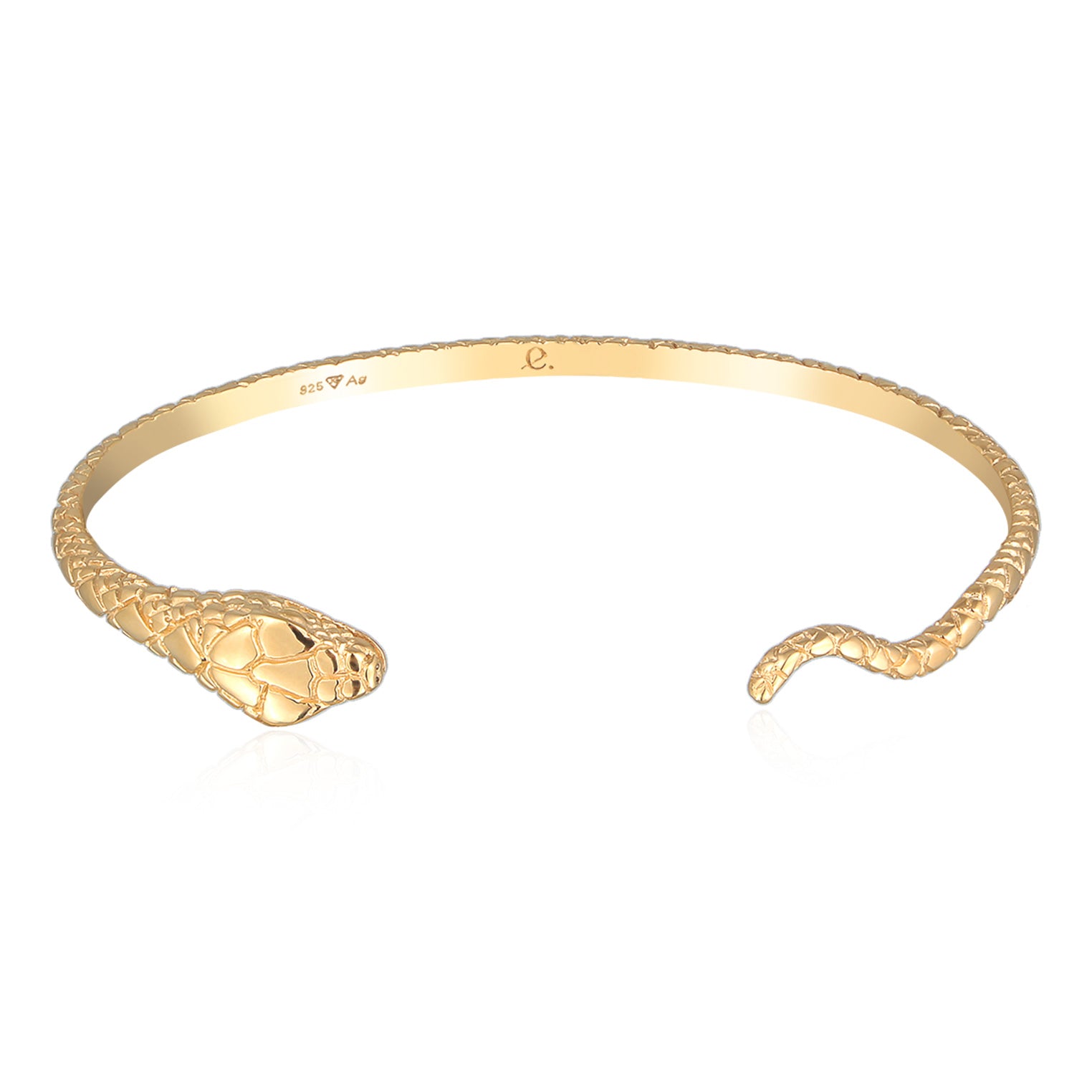 Gold Perhiasan Wanita Perak Asli - Silver Gelang Bangle Open Snake Lapis Emas