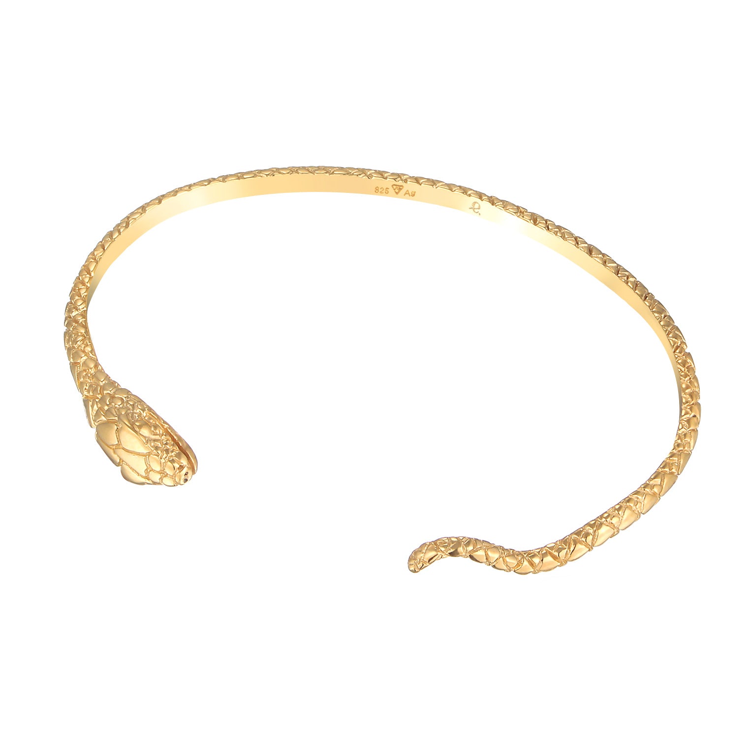 Gold Perhiasan Wanita Perak Asli - Silver Gelang Bangle Open Snake Lapis Emas