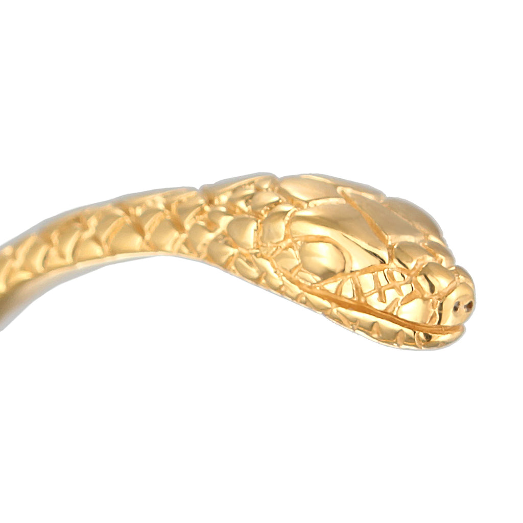 Gold Perhiasan Wanita Perak Asli - Silver Gelang Bangle Open Snake Lapis Emas