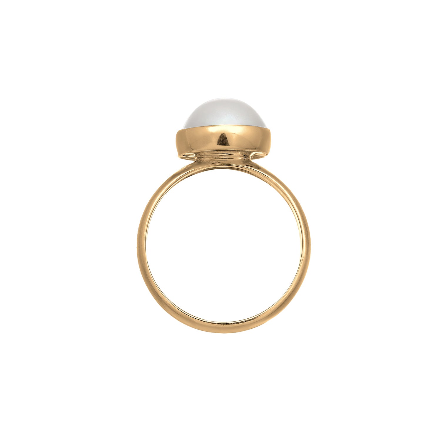 Gold Perhiasan Wanita Perak Asli - Silver Cincin Elegant Round Pearl Lapis Emas
