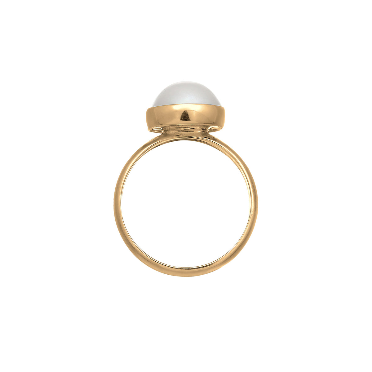 Ring Round Pearl 925 Sterling Silver Gold Plated
