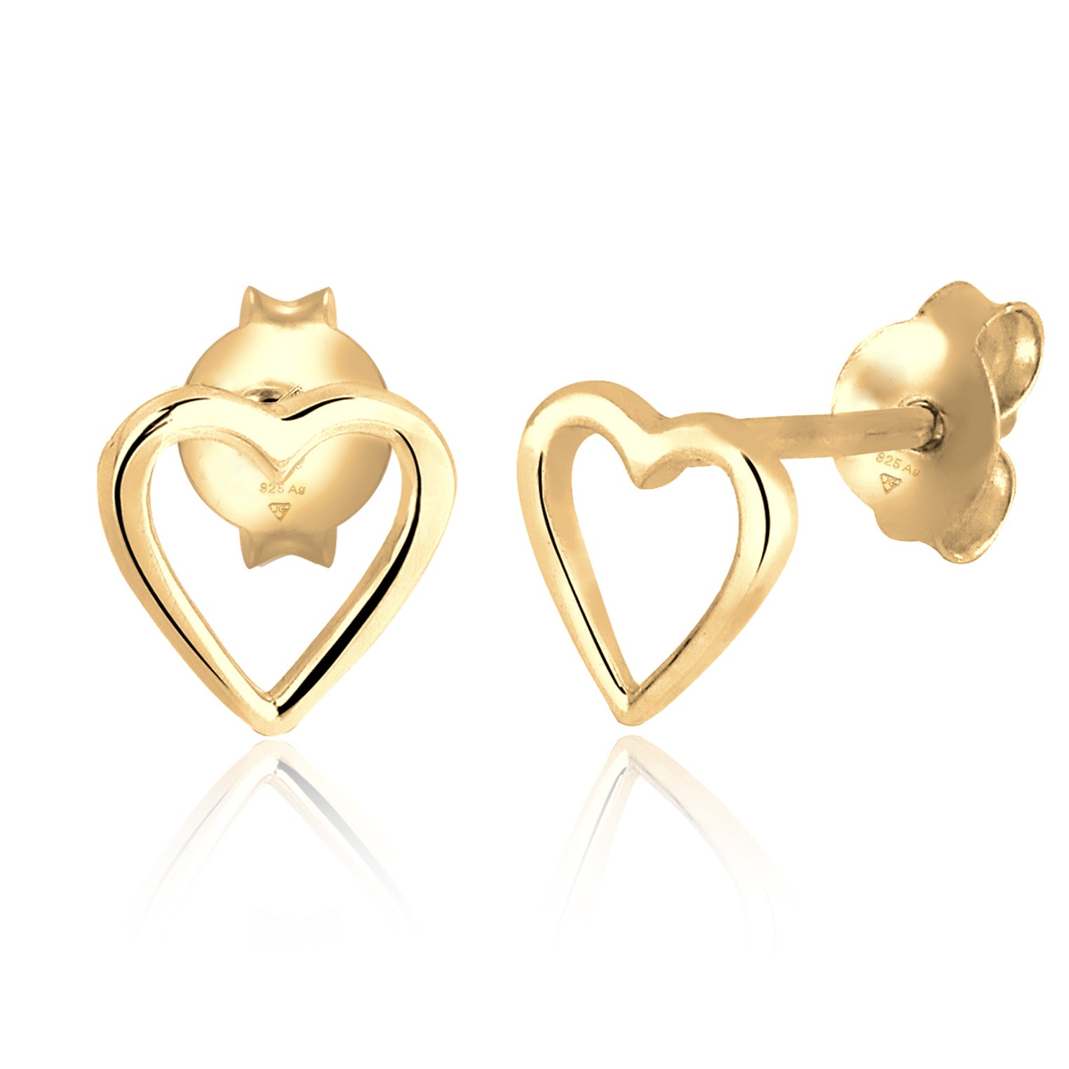 Gold Anting Perhiasan Perak 925 Wanita Heart Stud Gold Plated
