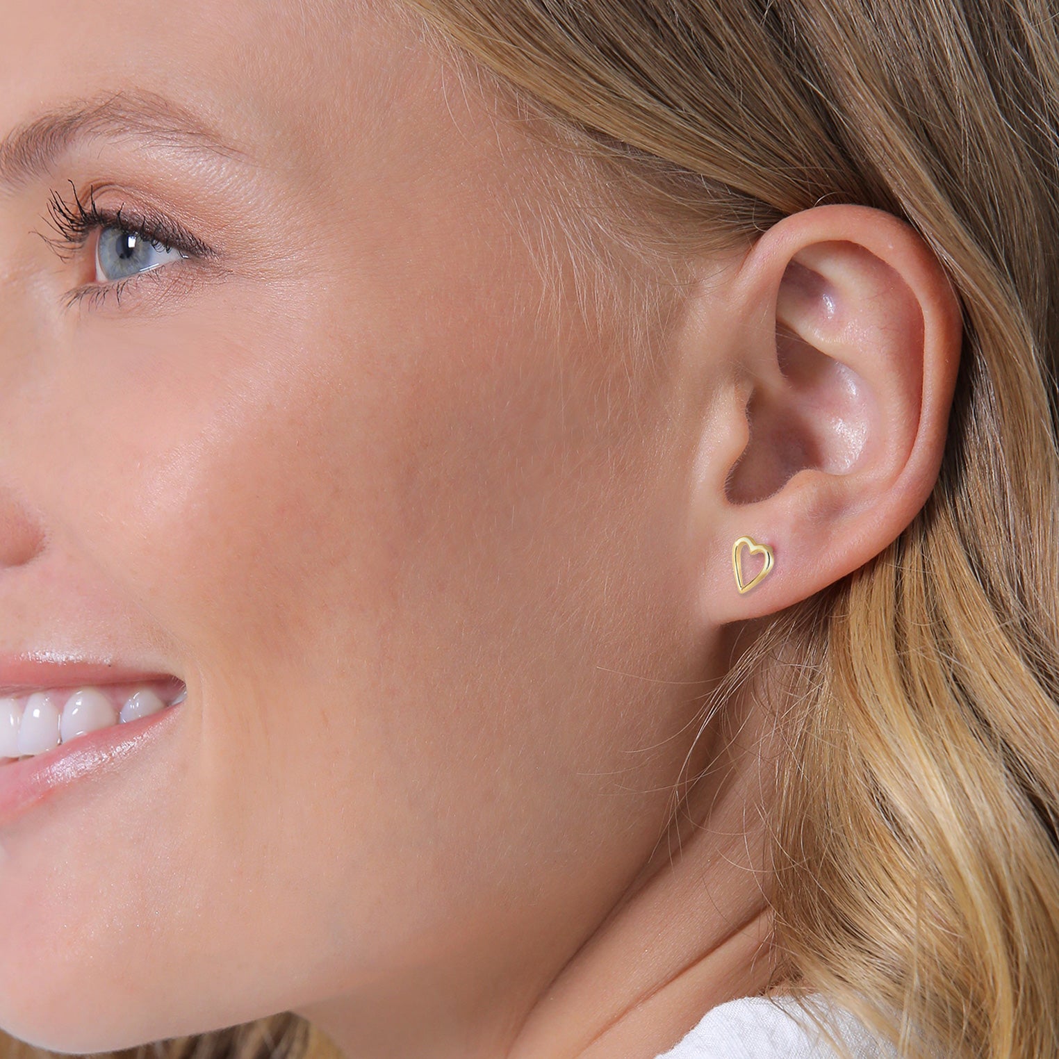 Gold Anting Perhiasan Perak 925 Wanita Heart Stud Gold Plated