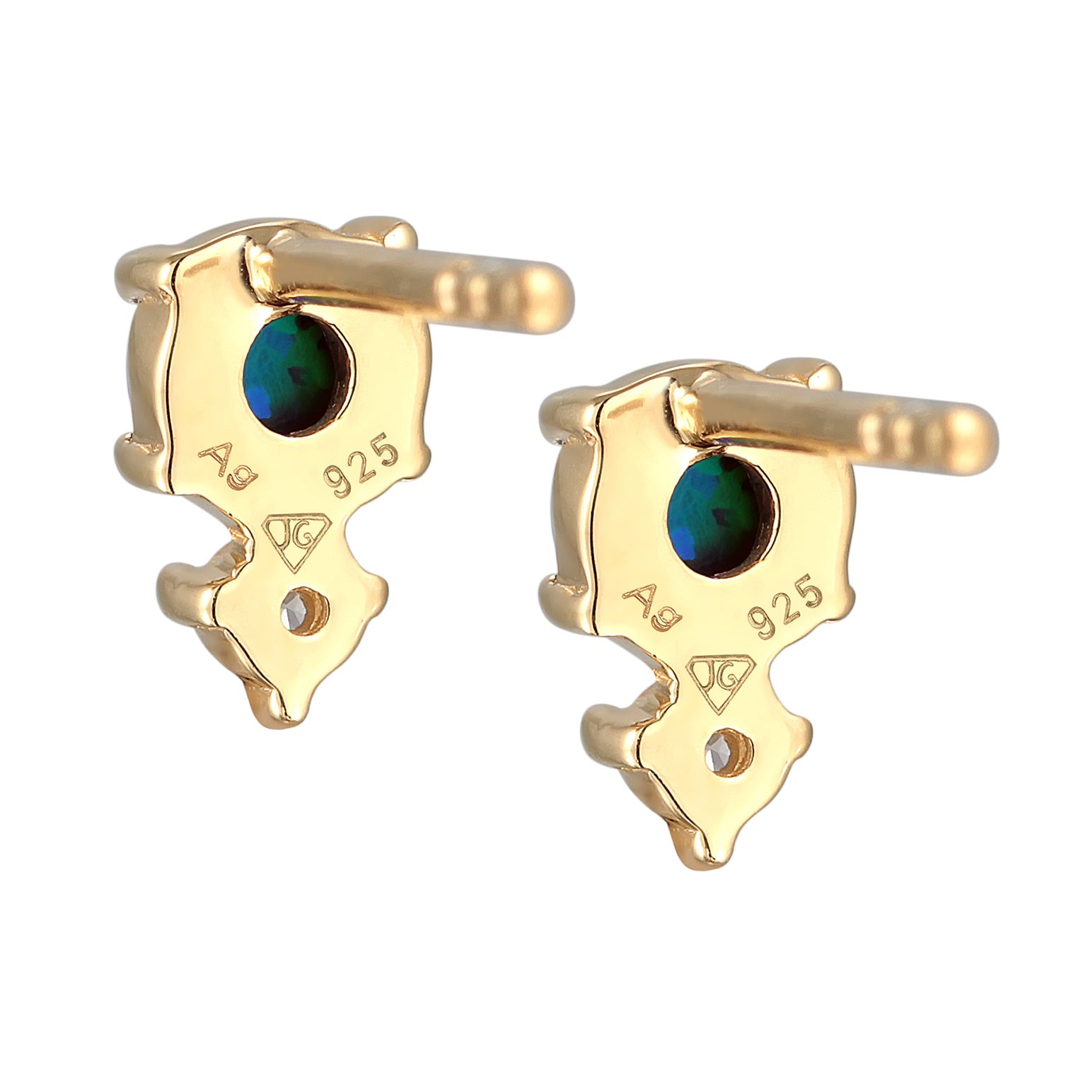 Blue Anting Perhiasan Perak 925 Wanita Stud Vintage Zirconia Crystals And Opal Blue Gold Plated