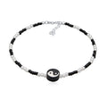 Bicolor - Elli | Yin Yang Bead Anklet 925 Silver White