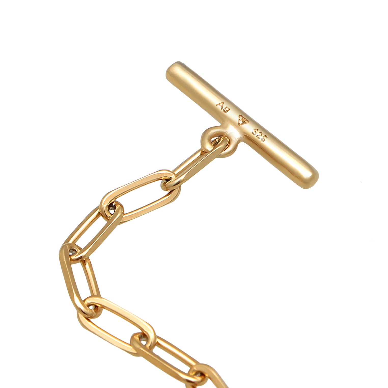 Gold Perhiasan Wanita Perak Asli - Silver Gelang Links Basic Toggle Clasp Synth. Pearl Lapis Emas