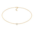Gold Ladies Choker Heart Pendant Love with crystals in 925 sterling silver gold plated